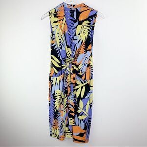Moda International V-Neck Vivid Colorful Tropical Sleeveless‎ Dress Sz 8